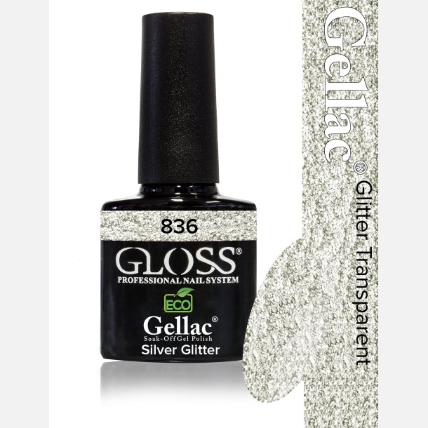 Gellac 836 White Silver Glitter Gjennomsiktig